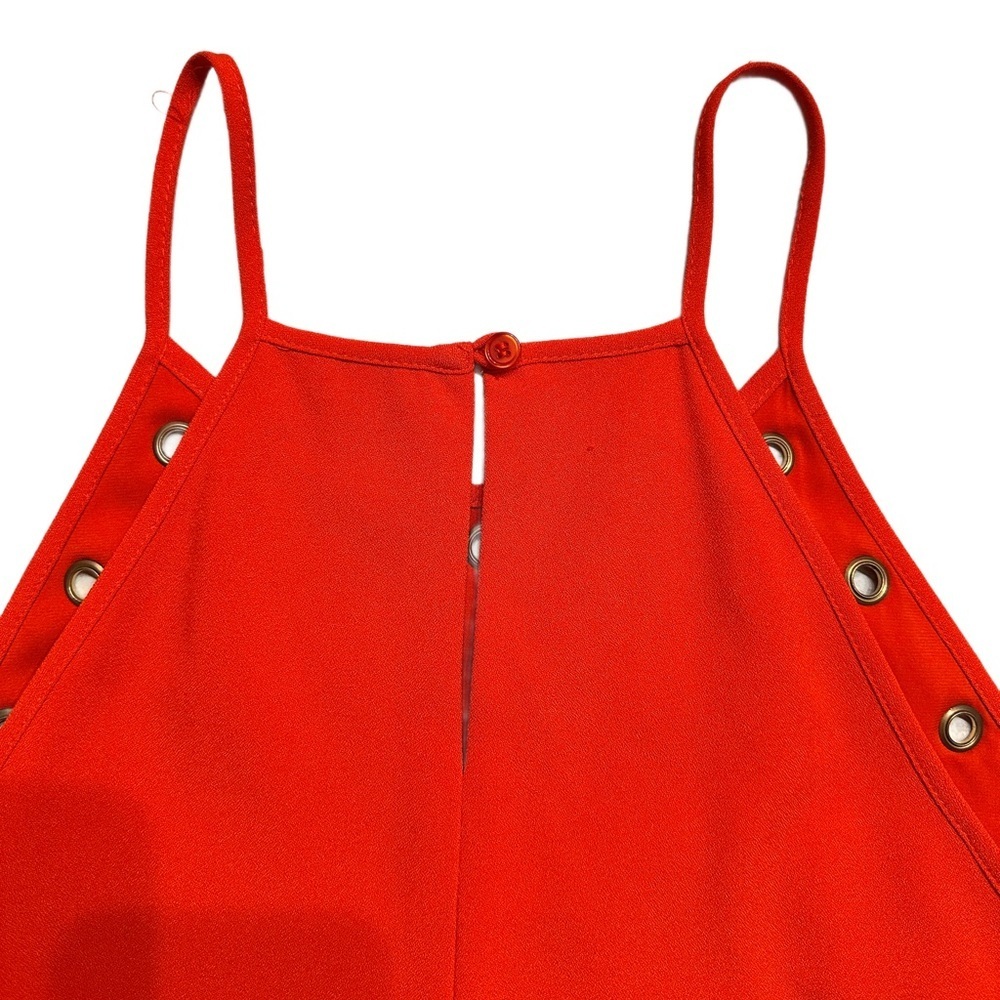 Daniel Cremieux Red A-Line Spaghetti Strap Dress Gold Grommet Detail - Picture 11 of 13